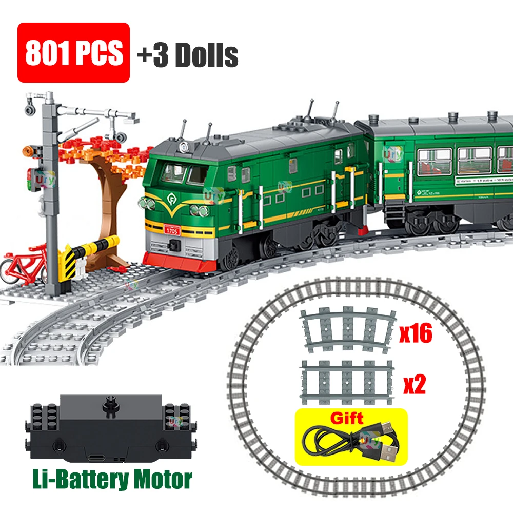 Power Tools Lego - Technische Retro Groene Stoomtrein Stadsauto Elektrisch
