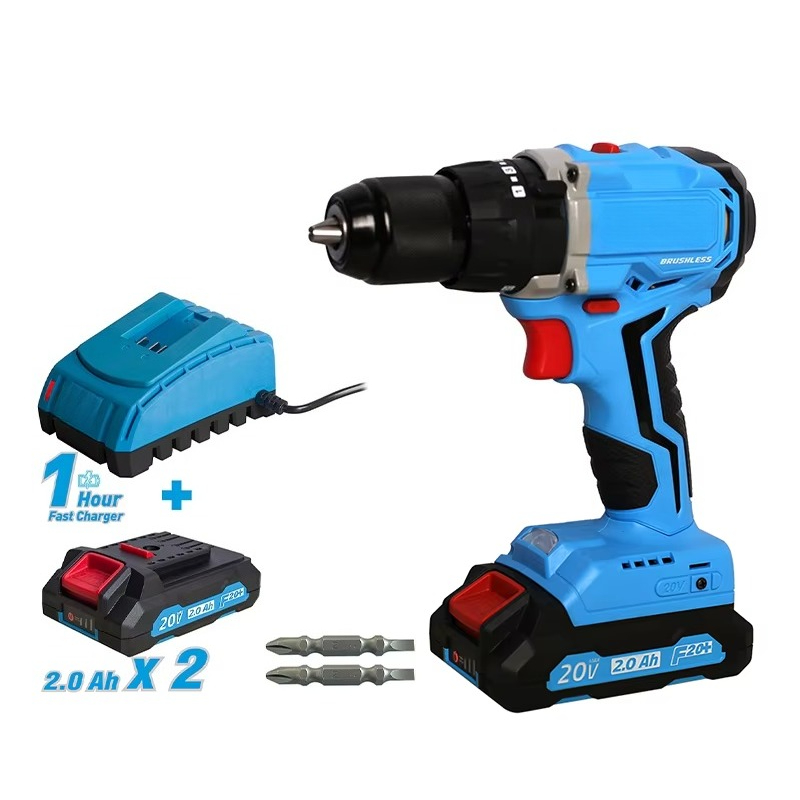 Power Tools Drill - 20V Akkuboormachine Set met Borstelloze Motor,